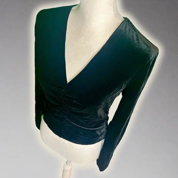 NWT Veronica Beard Black ‘Pelona’ Velvet Ruched Long Sleeve Top Size 2 - Picture 9 of 16